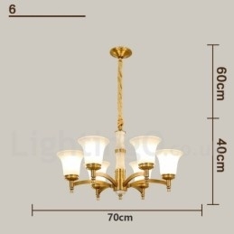 Pure Brass Luxuoso Rústico Retro Vintage Latão Pedra Pingente Vela Lustre com Tons de Vidro
