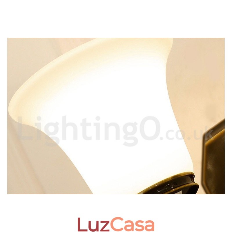 Pure Brass Luxuoso Rústico Retro Vintage Latão Pedra Pingente Vela Lustre com Tons de Vidro