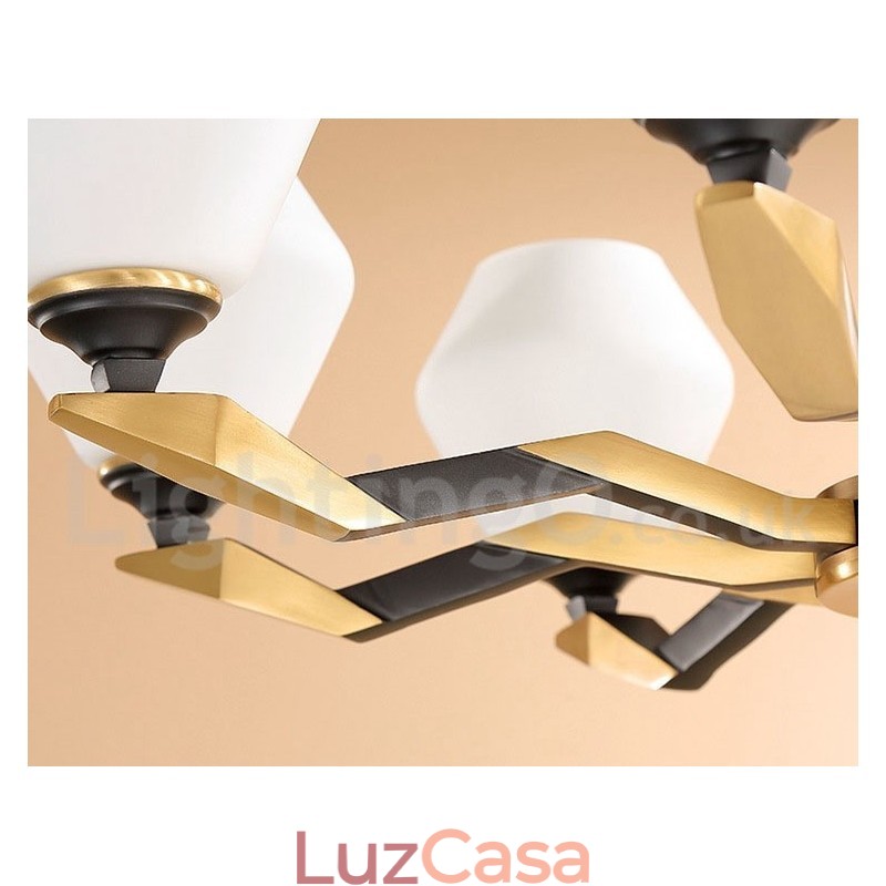 Pure Brass Luxuoso Rústico Retro Vintage Latão Pingente Vela Lustre com Tons de Vidro