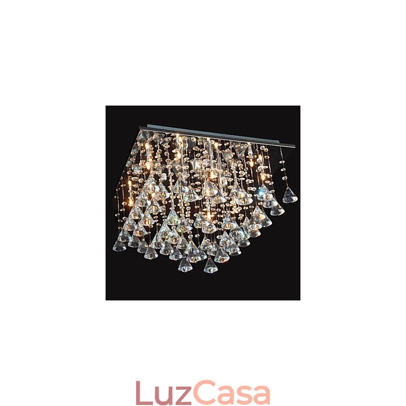 Lustre de cristal cromado clássico tradicional em metal