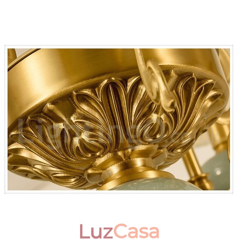 Pure Brass Luxuoso Rústico Retro Vintage Latão Cerâmica Pingente Vela Lustre com Tecido Tons