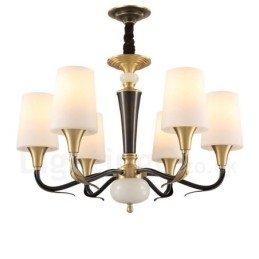 Pure Brass Luxuoso Rústico Retro Vintage Latão Pedra Pingente Vela Lustre com Tons de Vidro