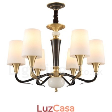 Pure Brass Luxuoso Rústico Retro Vintage Latão Pedra Pingente Vela Lustre com Tons de Vidro Pure Brass Luxuoso Rústico Retro Vintage Latão Pedra Pingente Vela Lustre com Tons de Vidro