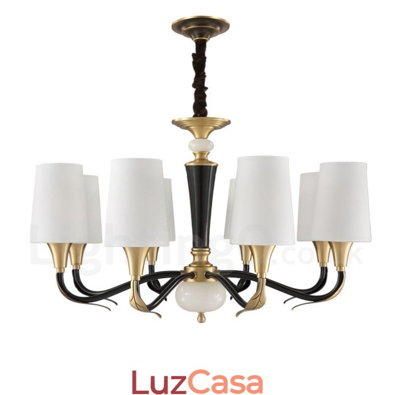 Pure Brass Luxuoso Rústico Retro Vintage Latão Pedra Pingente Vela Lustre com Tons de Vidro
