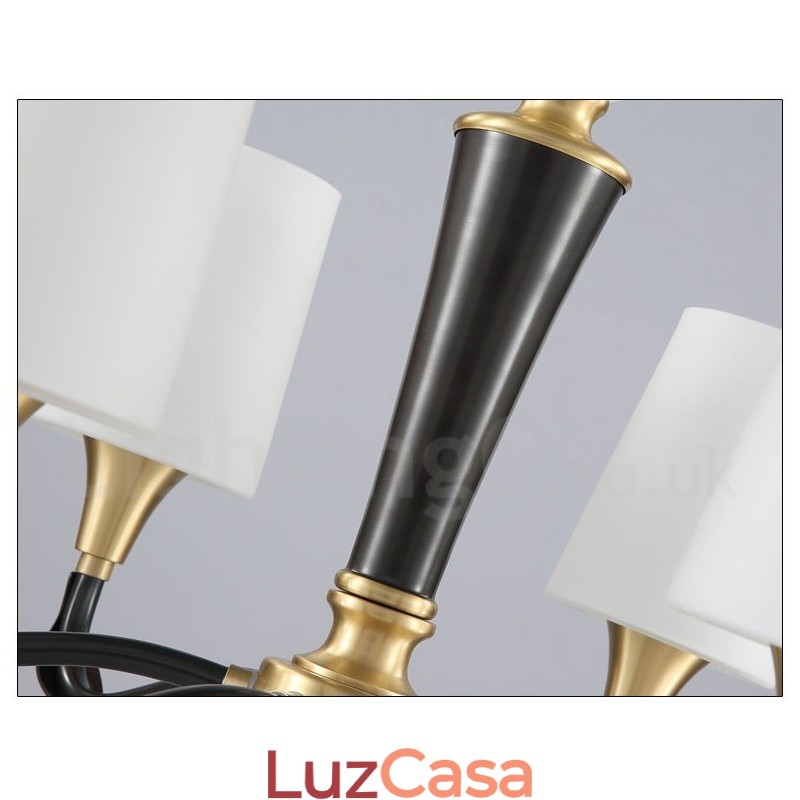 Pure Brass Luxuoso Rústico Retro Vintage Latão Pedra Pingente Vela Lustre com Tons de Vidro