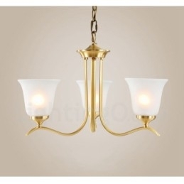 Pure Brass Luxuoso Rústico Retro Vintage Latão Pingente Vela Lustre com Tons de Vidro