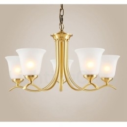 Pure Brass Luxuoso Rústico Retro Vintage Latão Pingente Vela Lustre com Tons de Vidro