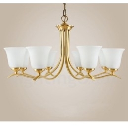 Pure Brass Luxuoso Rústico Retro Vintage Latão Pingente Vela Lustre com Tons de Vidro