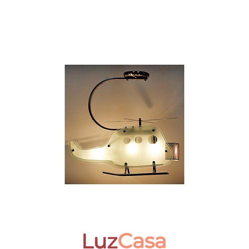 Lâmpada infantil simples Lâmpada de helicóptero de vidro de desenho animado