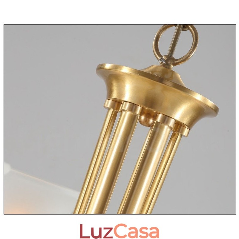 Pure Brass Luxuoso Rústico Retro Vintage Latão Pingente Vela Lustre com Tons de Vidro
