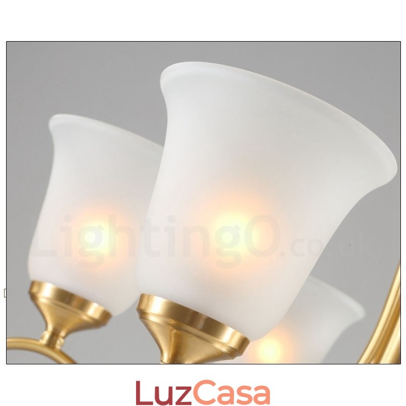 Pure Brass Luxuoso Rústico Retro Vintage Latão Pingente Vela Lustre com Tons de Vidro