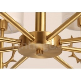 Pure Brass Luxuoso Rústico Retro Vintage Latão Pingente Vela Lustre com Tecido Tons