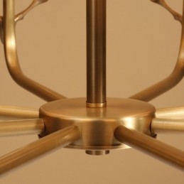 Pure Brass Luxuoso Rústico Retro Vintage Latão Pingente Vela Lustre com Tecido Tons