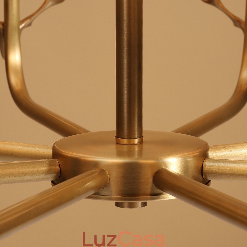 Pure Brass Luxuoso Rústico Retro Vintage Latão Pingente Vela Lustre com Tecido Tons
