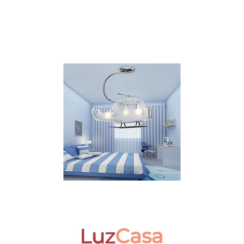 Lâmpada infantil simples Lâmpada de helicóptero de vidro de desenho animado