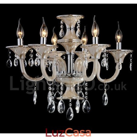 Lustre de cristal luxuoso moderno contemporâneo pendente vela Lustre de cristal luxuoso moderno contemporâneo pendente vela