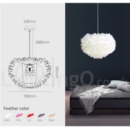 Lustre de penas multicolorido moderno e contemporâneo