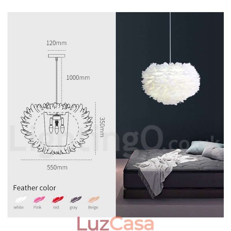 Lustre de penas multicolorido moderno e contemporâneo