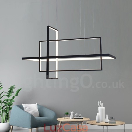 Luminária pendente linear regulável com controle remoto Luz ambiente Acabamentos pintados Alumínio Design moderno Luminária pendente linear regulável com controle remoto Luz ambiente Acabamentos pintados Alumínio Design moderno