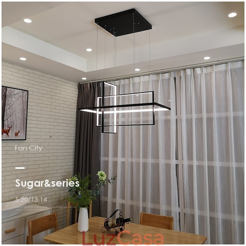 Luminária pendente linear regulável com controle remoto Luz ambiente Acabamentos pintados Alumínio Design moderno
