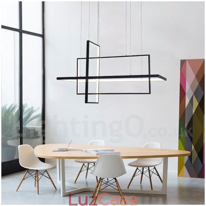 Luminária pendente linear regulável com controle remoto Luz ambiente Acabamentos pintados Alumínio Design moderno