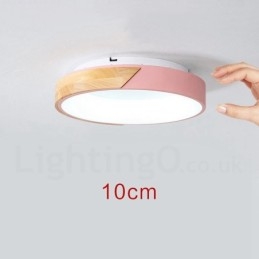 Luminária de teto redonda de madeira multicolorida regulável com abajur de acrílico estilo nórdico