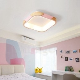 Luminária de teto quadrada de madeira multicolorida regulável com abajur de acrílico estilo nórdico