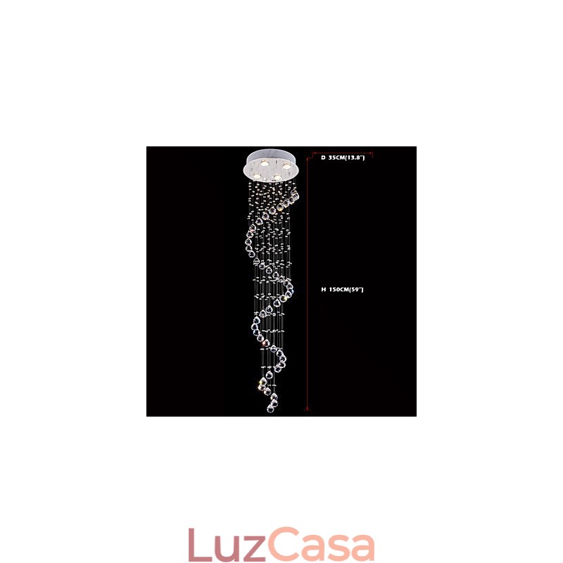 Lustre de cristal pendente, iluminação, 4 luzes, prata, canpoy, transparente, k9, cristal, hélice, teto, lâmpadas, h150cm