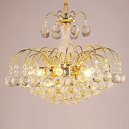 Lustre de luxo estilo europeu com 3 luzes e bolas de cristal