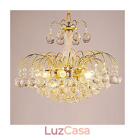 Lustre de luxo estilo europeu com 3 luzes e bolas de cristal Lustre de luxo estilo europeu com 3 luzes e bolas de cristal