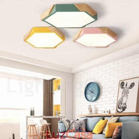 Macaron ultrafino regulável multicolorido luz de teto de madeira com abajur de acrílico lâmpada de teto estilo nórdico Macaron ultrafino regulável multicolorido luz de teto de madeira com abajur de acrílico lâmpada de teto estilo nórdico