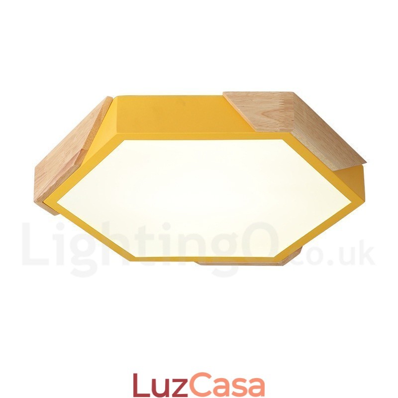 Macaron ultrafino regulável multicolorido luz de teto de madeira com abajur de acrílico lâmpada de teto estilo nórdico