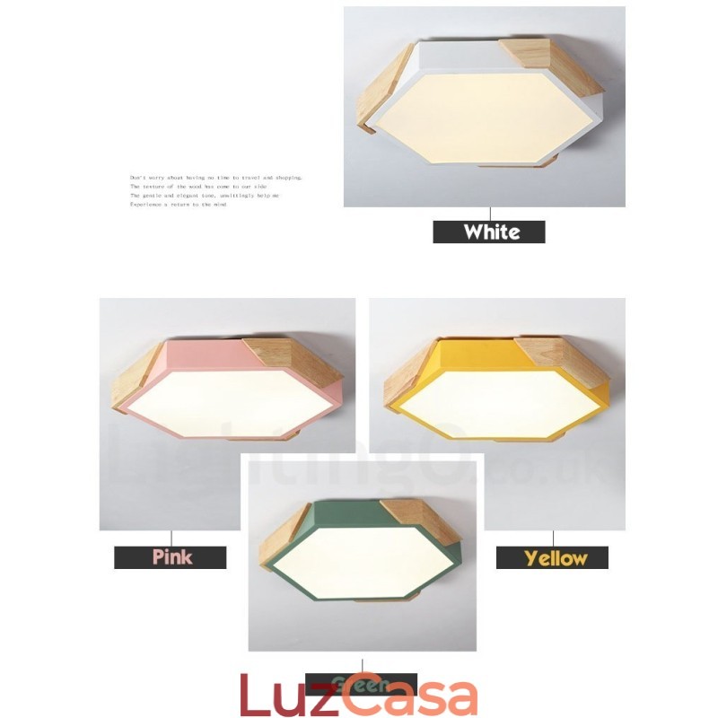 Macaron ultrafino regulável multicolorido luz de teto de madeira com abajur de acrílico lâmpada de teto estilo nórdico