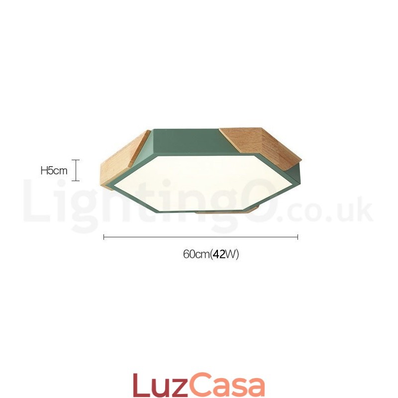 Macaron ultrafino regulável multicolorido luz de teto de madeira com abajur de acrílico lâmpada de teto estilo nórdico