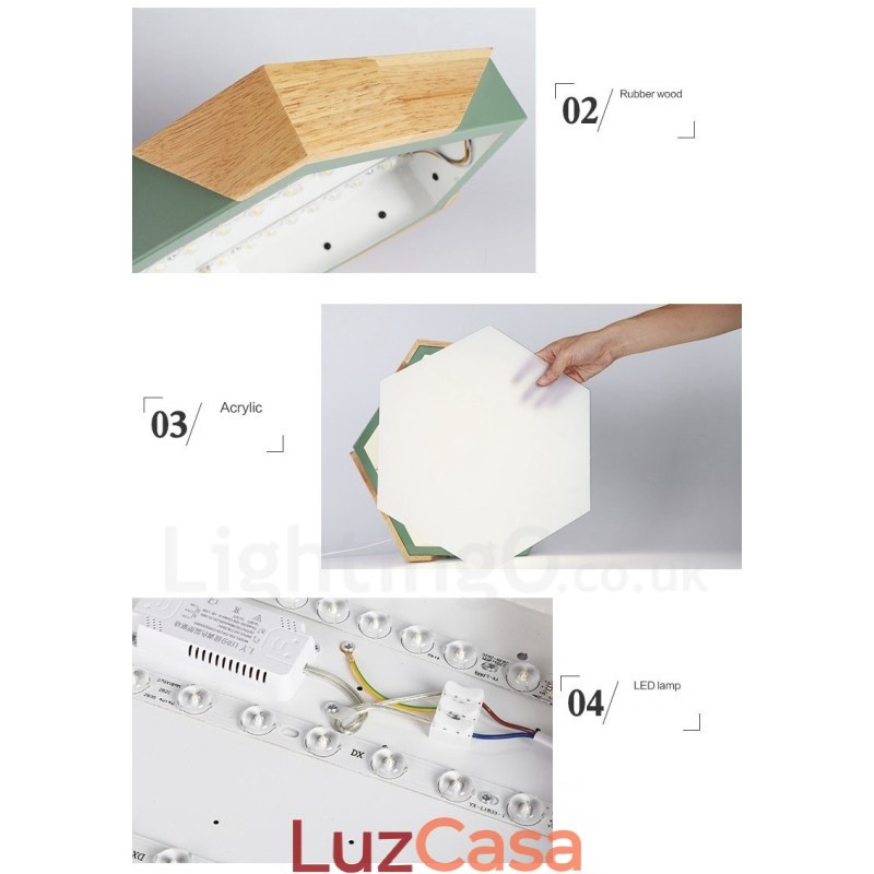 Macaron ultrafino regulável multicolorido luz de teto de madeira com abajur de acrílico lâmpada de teto estilo nórdico