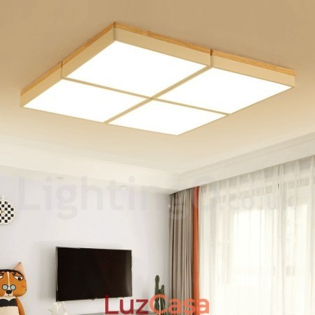 Grande quadrado regulável Macaron ultra fino multicolorido luz de teto de madeira com abajur de acrílico lâmpada de teto estilo nórdico Grande quadrado regulável Macaron ultra fino multicolorido luz de teto de madeira com abajur de acrílico lâmpada de teto estilo nórdico