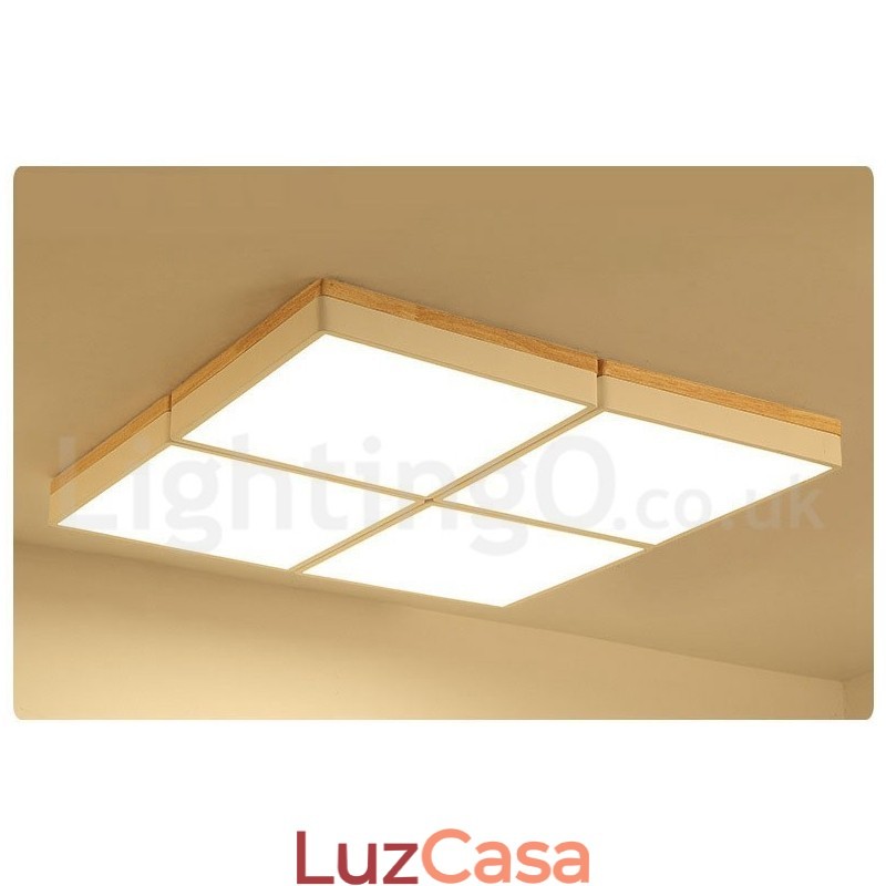 Grande quadrado regulável Macaron ultra fino multicolorido luz de teto de madeira com abajur de acrílico lâmpada de teto estilo nórdico