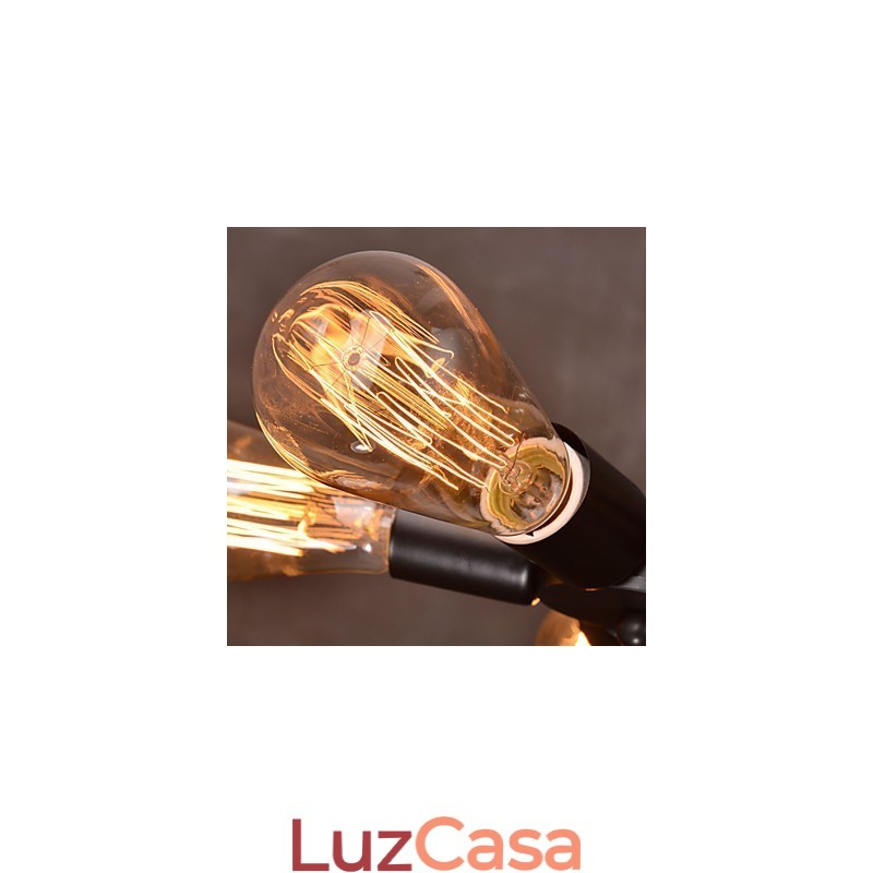 Luminária pendente 4 luzes estilo country ferro forjado