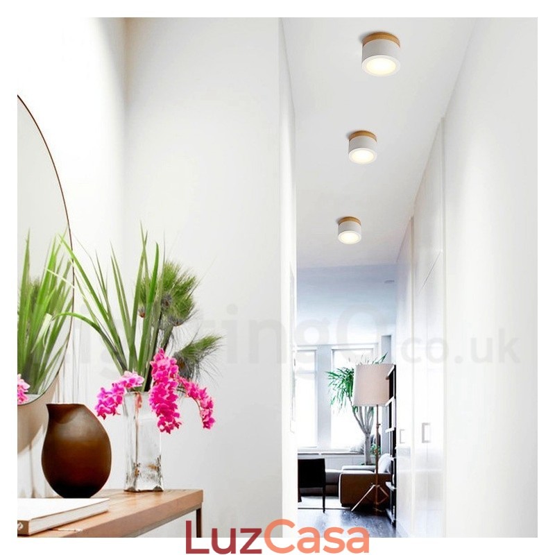 Mini luminária de teto de design moderno de madeira com cúpula de acrílico especial para também pode ser usada como luminária de parede
