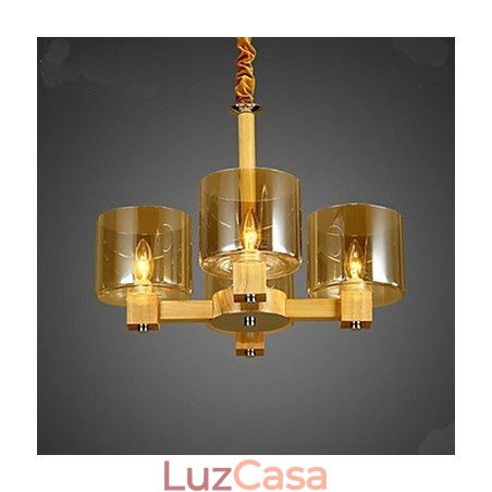 Luminária pendente fashion Mesa Madeira Tampa de vidro Luminária pendente fashion Mesa Madeira Tampa de vidro