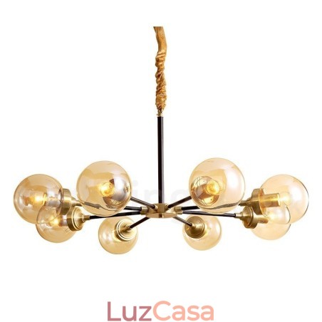Lustre de pingente de latão puro luxuoso rústico retrô vintage com cúpulas de vidro Lustre de pingente de latão puro luxuoso rústico retrô vintage com cúpulas de vidro