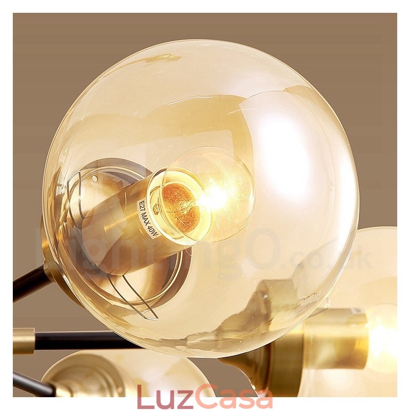 Lustre de pingente de latão puro luxuoso rústico retrô vintage com cúpulas de vidro