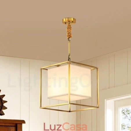 Pure Brass Simples Rústico Retro Vintage Latão Pendente Luz com Tecido Sombra Pure Brass Simples Rústico Retro Vintage Latão Pendente Luz com Tecido Sombra