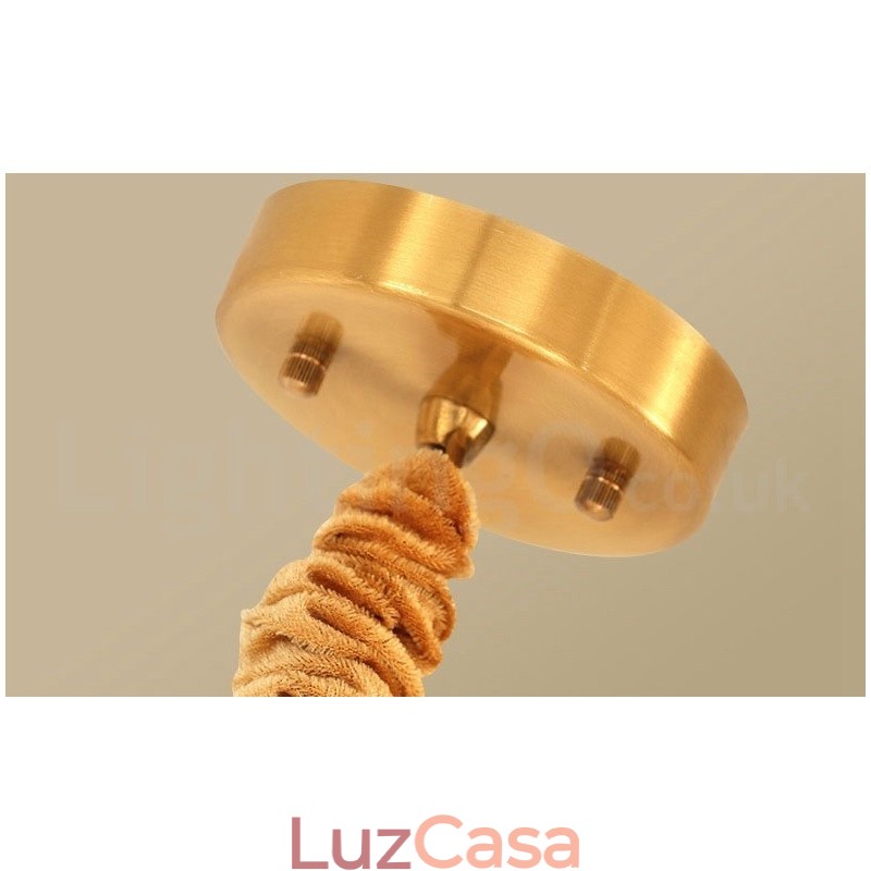 Pure Brass Simples Rústico Retro Vintage Latão Pendente Luz com Tecido Sombra