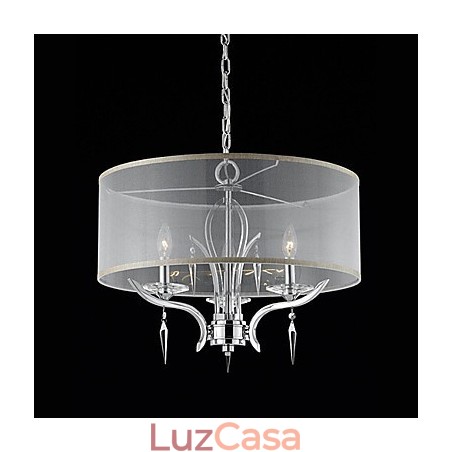 Pendente moderno de cristal com 3 luzes e cúpula semitransparente