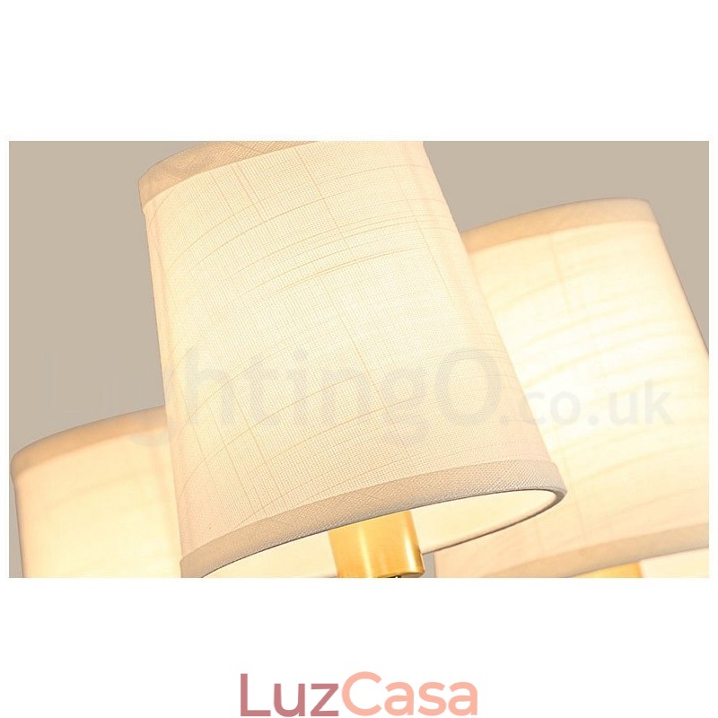 Pure Brass Grande Luxuoso Rústico Retro Vintage Pingente de Latão Lustre com Tons de Tecido