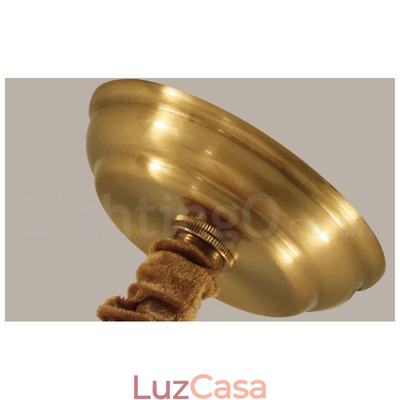 Pure Brass Grande Luxuoso Rústico Retro Vintage Pingente de Latão Lustre com Tons de Tecido
