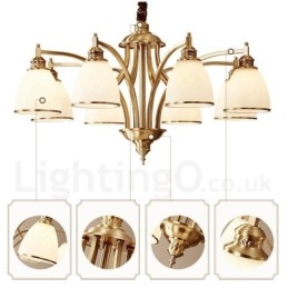 Pure Brass Grande Luxuoso Rústico Retro Vintage Pingente de Latão Lustre com Tons de Vidro