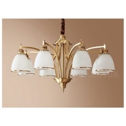 Pure Brass Grande Luxuoso Rústico Retro Vintage Pingente de Latão Lustre com Tons de Vidro
