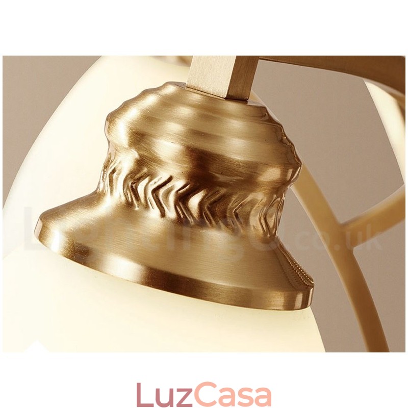 Pure Brass Grande Luxuoso Rústico Retro Vintage Pingente de Latão Lustre com Tons de Vidro